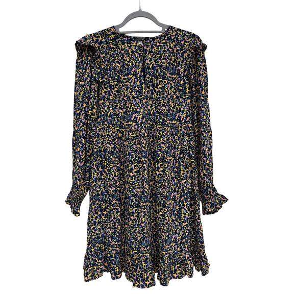 Scotch & Soda Printed Ruffle Dress, Multicolored Animal Print, Sz XS - Picture 1 of 8